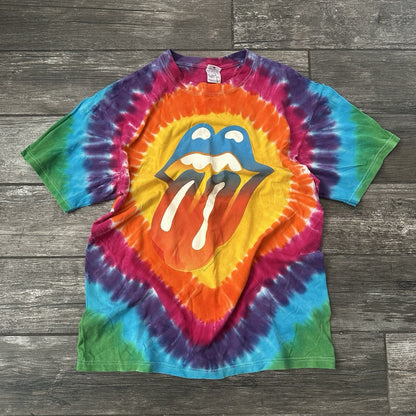 VTG Y2K 2002-03 THE ROLLING STONES TIE-DYE T-SHIRT TOUR CONCERT TONGUE LICK L Yesterday's Fits Clothing Fashion Vintage Streetwear Fashion Item