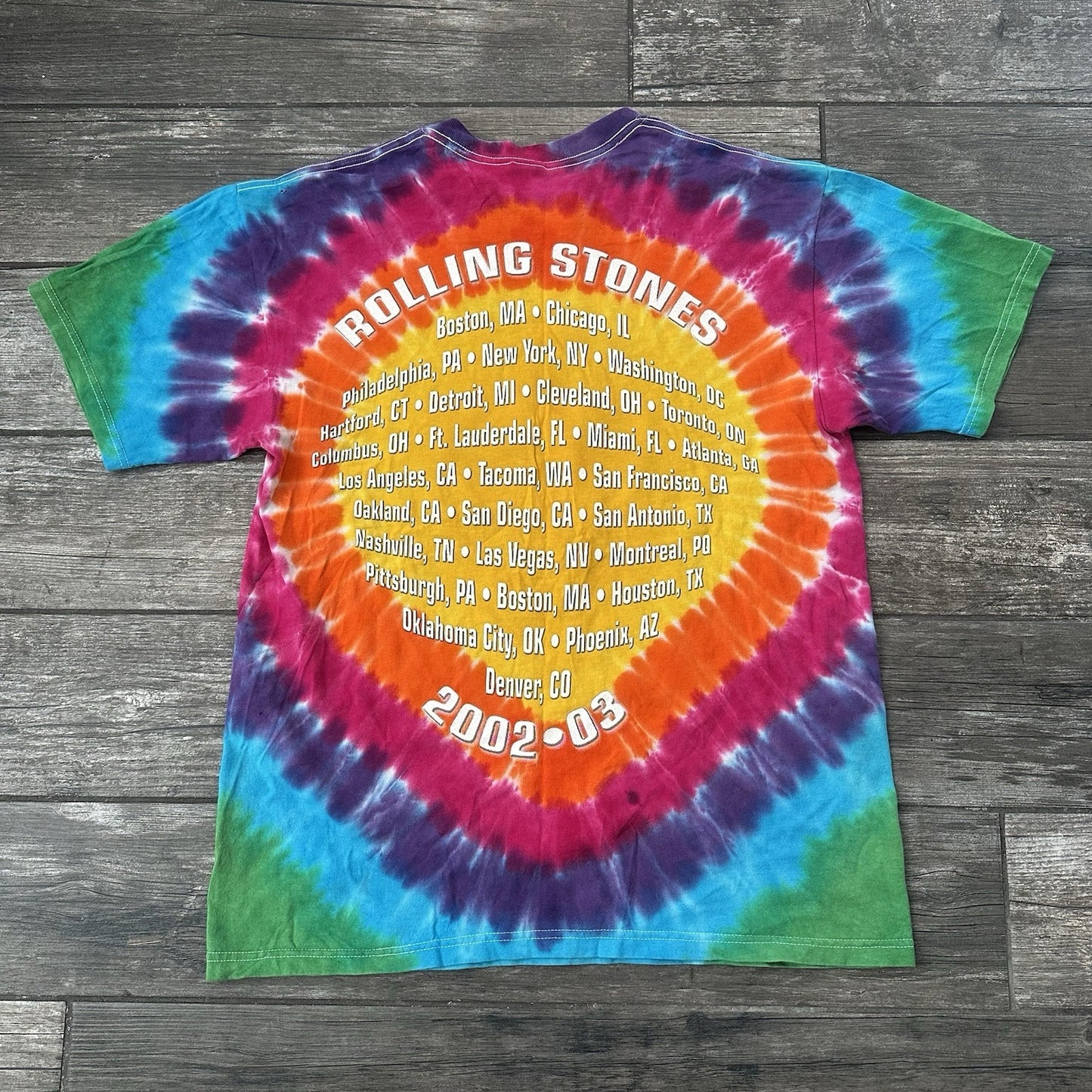 VTG Y2K 2002-03 THE ROLLING STONES TIE-DYE T-SHIRT TOUR CONCERT TONGUE LICK L Yesterday's Fits Clothing Fashion Vintage Streetwear Fashion Item