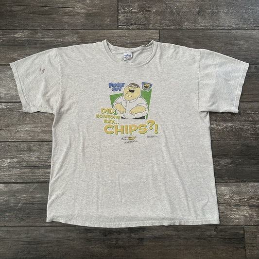 SUBWAY FAMILY GUY PETER GRIFFIN TV PROMO T-SHIRT GRAY XL DID SOMEONE SAY CHIPS Yesterday's Fits Clothing Fashion Vintage Streetwear Fashion Item