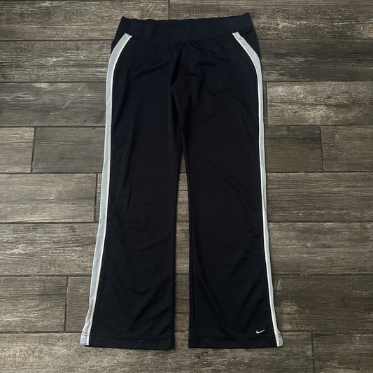 Y2K NIKE ATHLETIC MESH STRAIGHT TRACK PANTS GYM NAVY BLUE STRIPE SZ L WMNS Yesterday's Fits Clothing Fashion Vintage Streetwear Fashion Item
