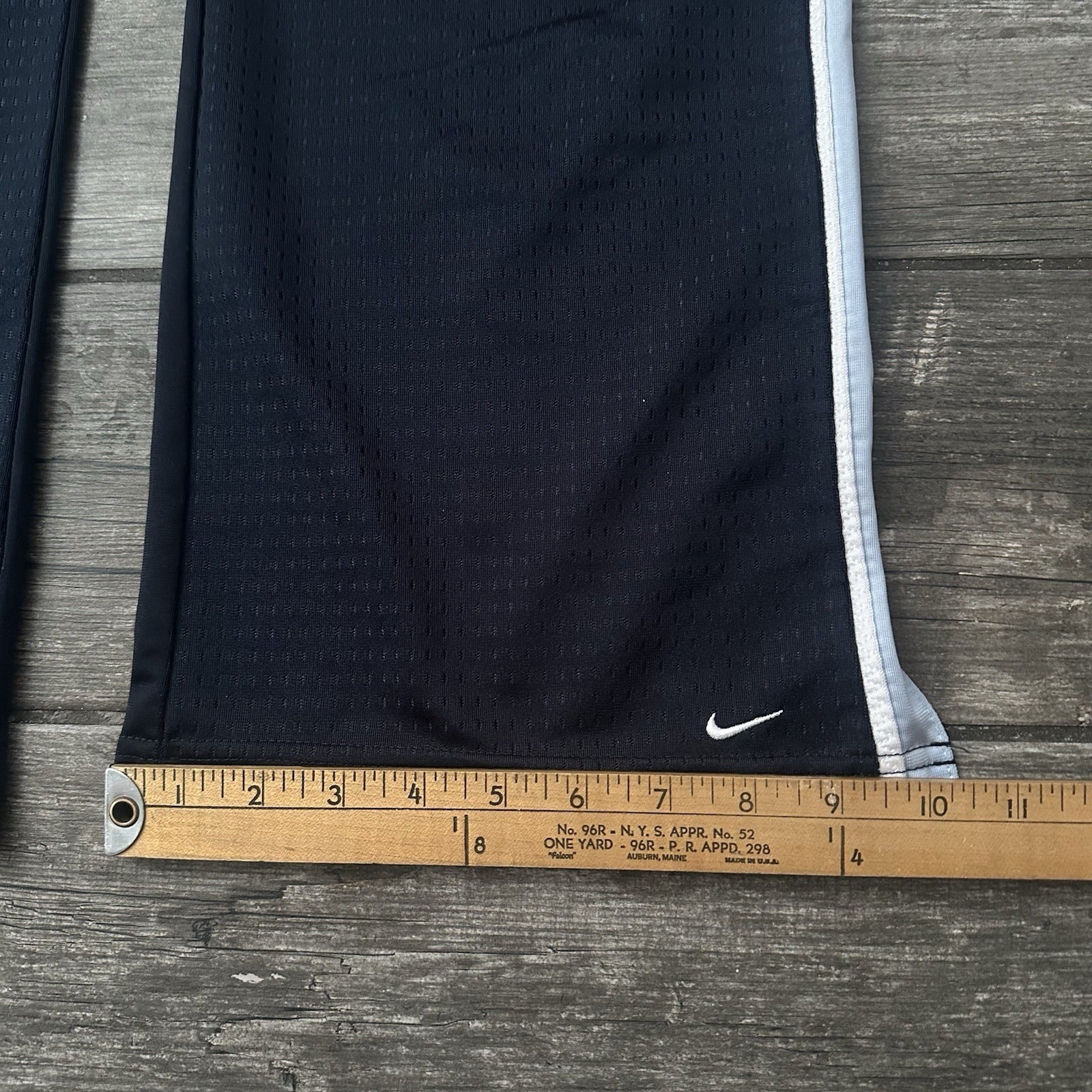 Y2K NIKE ATHLETIC MESH STRAIGHT TRACK PANTS GYM NAVY BLUE STRIPE SZ L WMNS Yesterday's Fits Clothing Fashion Vintage Streetwear Fashion Item