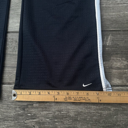 Y2K NIKE ATHLETIC MESH STRAIGHT TRACK PANTS GYM NAVY BLUE STRIPE SZ L WMNS Yesterday's Fits Clothing Fashion Vintage Streetwear Fashion Item