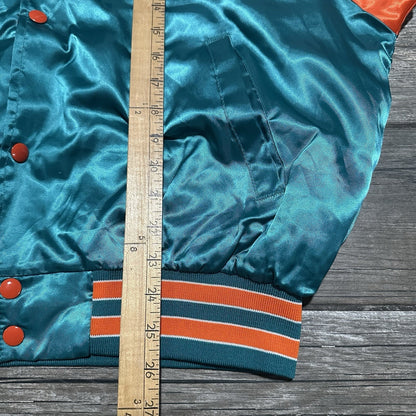 VTG 80s SWINGSTER MIAMI DOLPHINS BLUE ORANGE SATIN BOMBER JACKET XL FOOTBALL Yesterday's Fits Clothing Fashion Vintage Streetwear Fashion Item