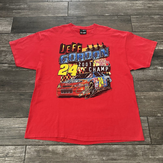 VTG 2001 NASCAR JEFF GORFON WINSTON CUP SERIES CHASE AUTHENTICS RED T-SHIRT XL Yesterday's Fits Clothing Fashion Vintage Streetwear Fashion Item