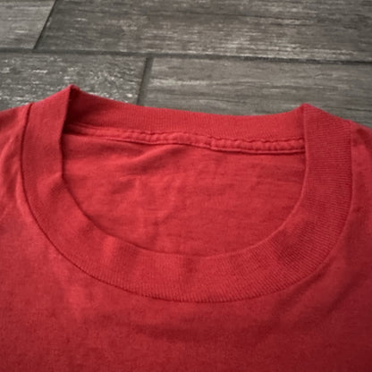VTG 80s COUNTRY MUSIC MISSISSIPPI STYLE RED PAPER THIN T-SHIRT FITS SZ S COWBOY Yesterday's Fits Clothing Fashion Vintage Streetwear Fashion Item