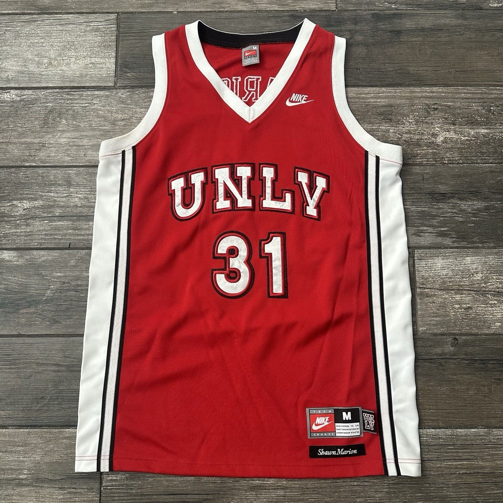VTG NIKE UNLV RUNNIN REBELS SHAWN MARION BASKETBALL JERSEY RED WHITE SZ M Yesterday's Fits Clothing Fashion Vintage Streetwear Fashion Item