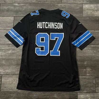 NWT $130 NIKE DETROIT LIONS AIDEN HUTCHINSON FOOTBALL JERSEY MOTOR CITY BLACK L Yesterday's Fits Clothing Fashion Vintage Streetwear Fashion Item