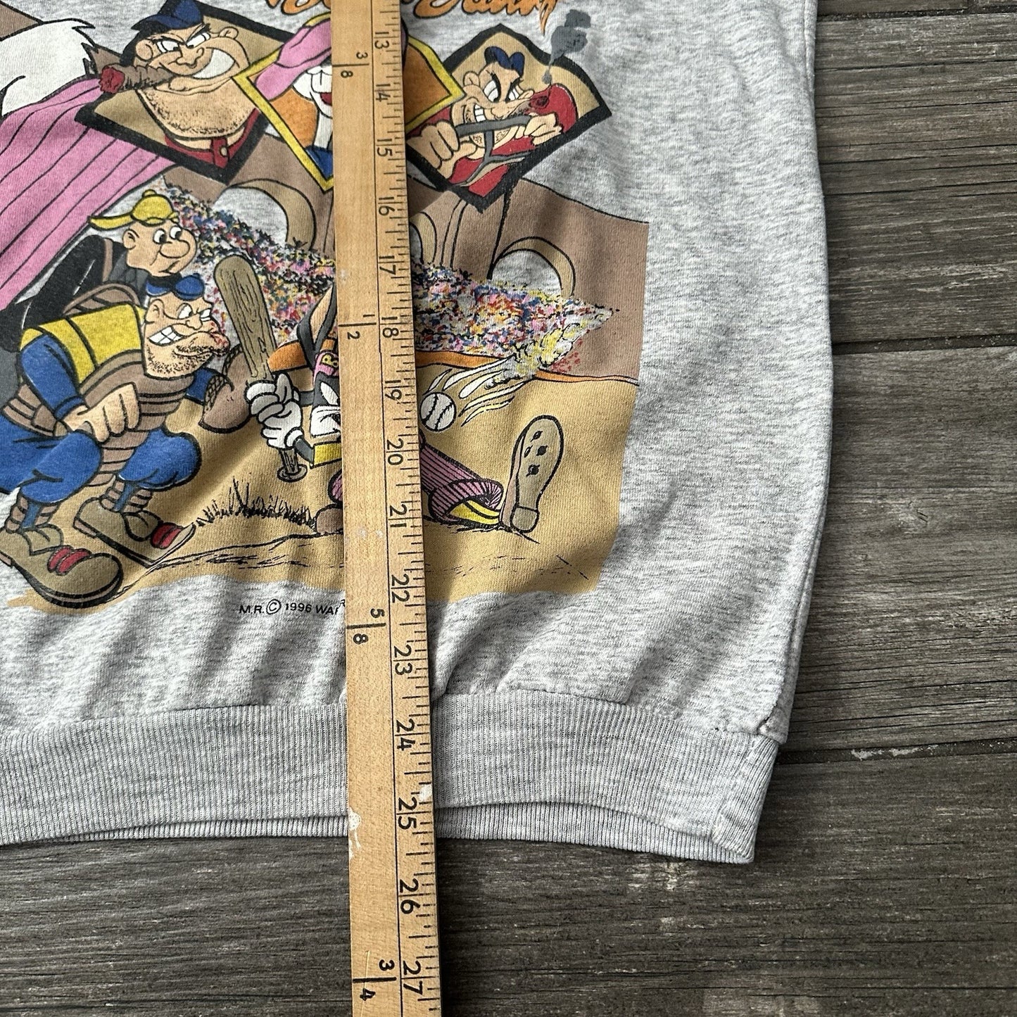 VTG 1996 WARNER BROS LOONEY TUNES BASEBALL PINK GRAY CARTOON HOODIE FITS SZ L Looney Tunes Clothing Fashion Vintage Streetwear Fashion Item