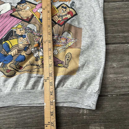 VTG 1996 WARNER BROS LOONEY TUNES BASEBALL PINK GRAY CARTOON HOODIE FITS SZ L Looney Tunes Clothing Fashion Vintage Streetwear Fashion Item