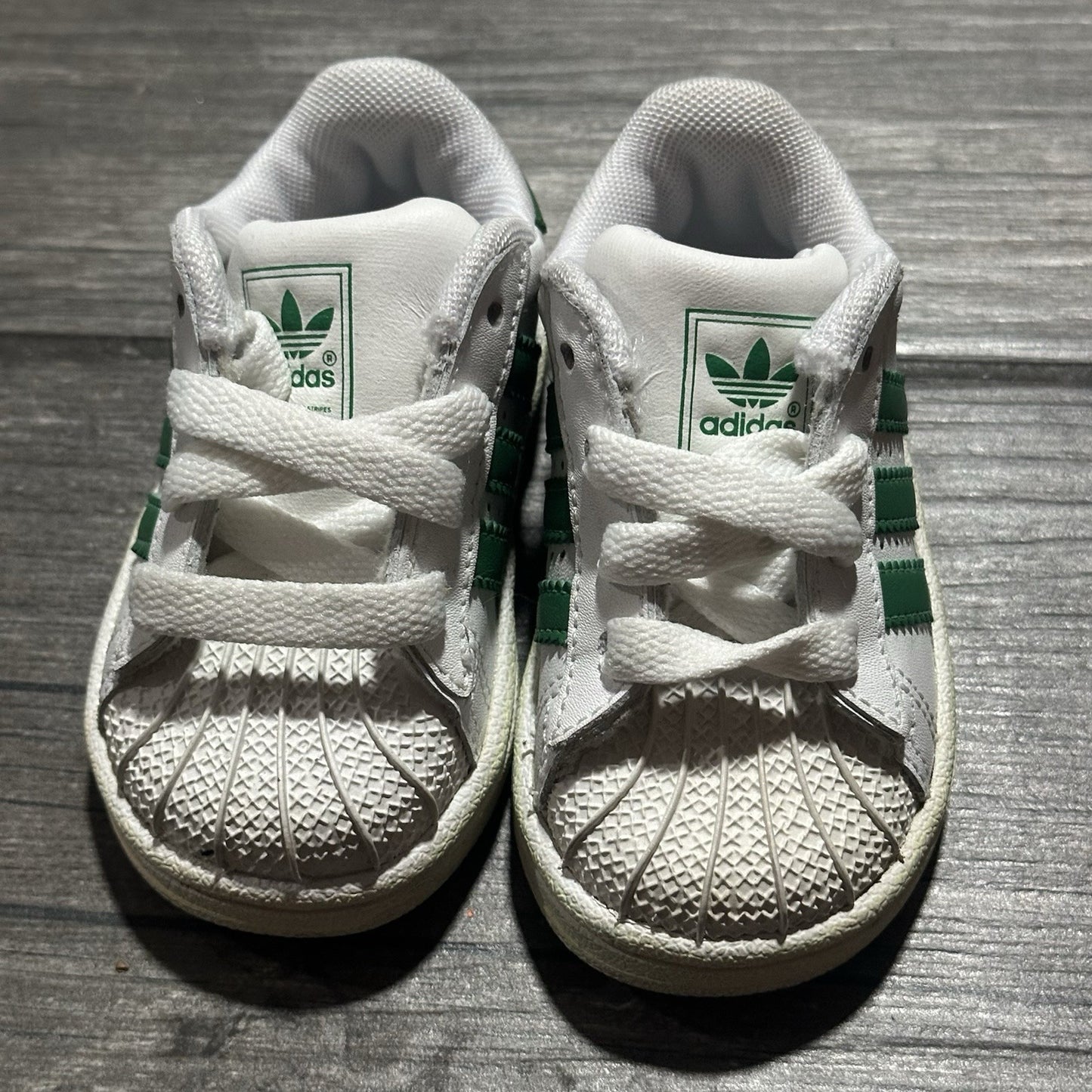ADIDAS SUPERSTAR II COMFORD CLOSURE WHITE GREEN SHELL TOE SNEAKERS SZ 4K NO BOX Yesterday's Fits Clothing Fashion Vintage Streetwear Fashion Item