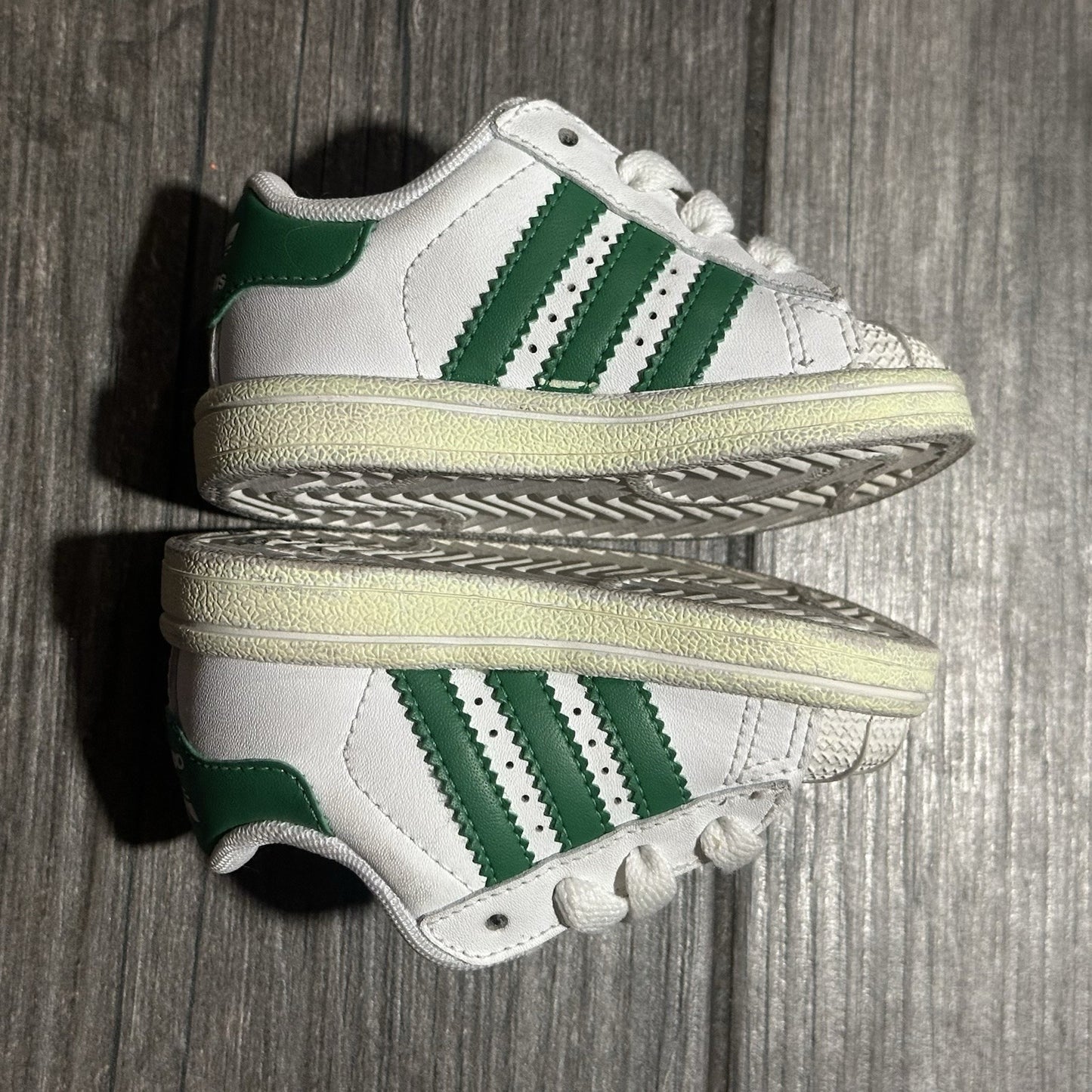 ADIDAS SUPERSTAR II COMFORD CLOSURE WHITE GREEN SHELL TOE SNEAKERS SZ 4K NO BOX Yesterday's Fits Clothing Fashion Vintage Streetwear Fashion Item