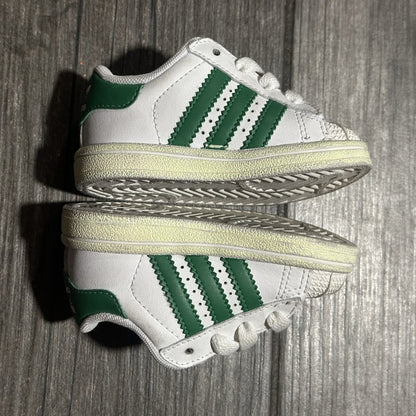 ADIDAS SUPERSTAR II COMFORD CLOSURE WHITE GREEN SHELL TOE SNEAKERS SZ 4K NO BOX Yesterday's Fits Clothing Fashion Vintage Streetwear Fashion Item