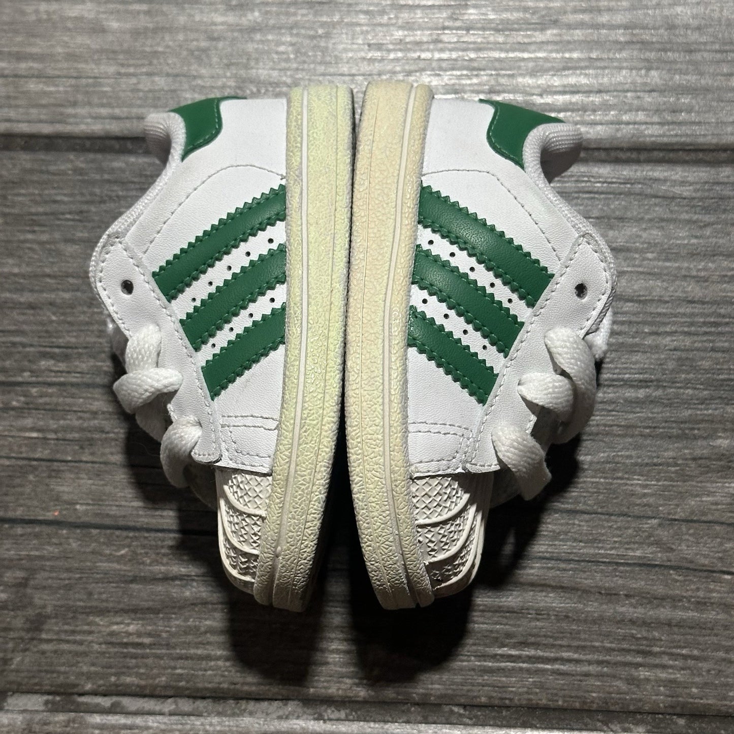 ADIDAS SUPERSTAR II COMFORD CLOSURE WHITE GREEN SHELL TOE SNEAKERS SZ 4K NO BOX Yesterday's Fits Clothing Fashion Vintage Streetwear Fashion Item