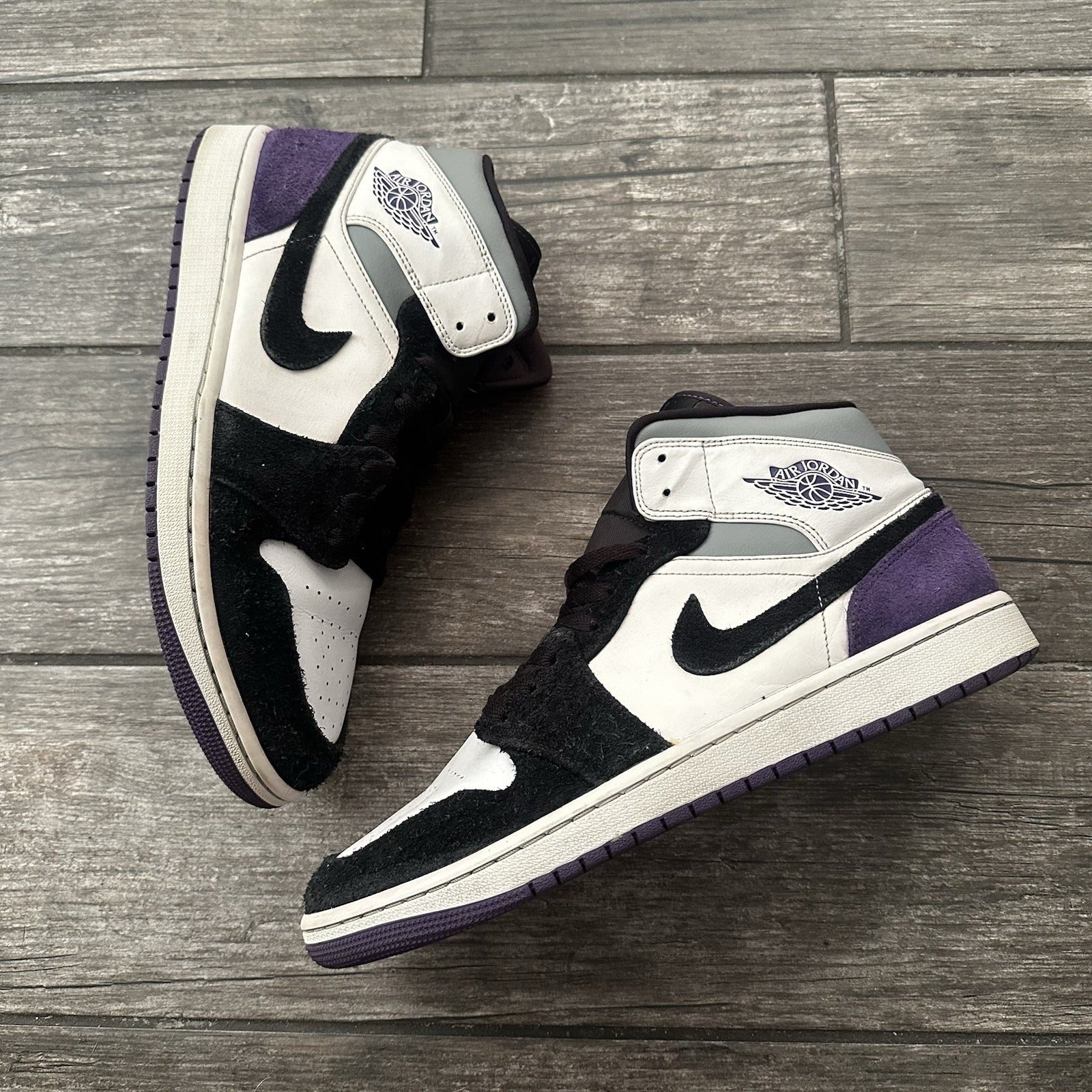 JORDAN AIR JORDAN 1 SE MID VARSITY PURPLE BLACK WHITE 852542-105 SZ 11 SNEAKERS Yesterday's Fits Clothing Fashion Vintage Streetwear Fashion Item