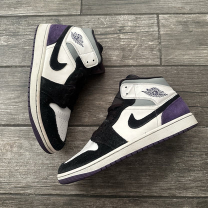 JORDAN AIR JORDAN 1 SE MID VARSITY PURPLE BLACK WHITE 852542-105 SZ 11 SNEAKERS Yesterday's Fits Clothing Fashion Vintage Streetwear Fashion Item