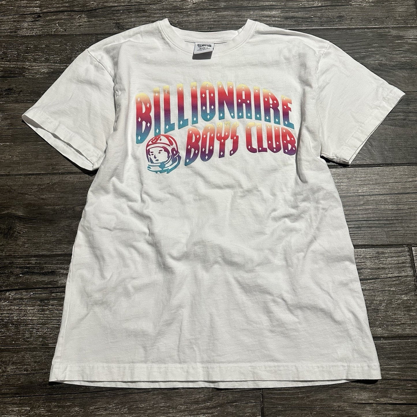 BILLIONAIRE BOYS CLUB WHITE LOGO BBC LOGO ASTRONAUT SHIRT SHORT SLEEVE SZ L Yesterday's Fits Clothing Fashion Vintage Streetwear Fashion Item