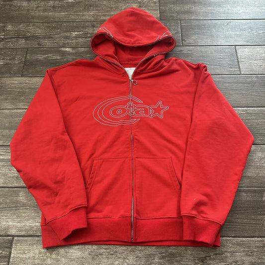 OTA LAS VEGAS ON THE ARM FULL ZIP RED HOODIE SWEATSHIRT HEAVYWEIGHT XXL (J) Yesterday's Fits Clothing Fashion Vintage Streetwear Fashion Item