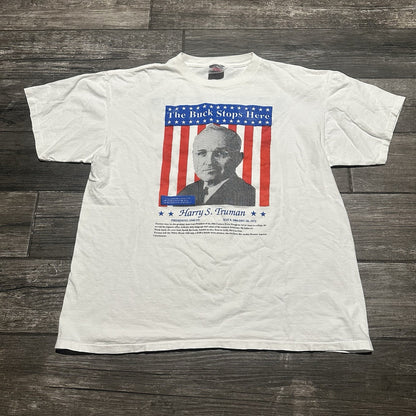 VTG 90s UNITED STATES PRESIDENT HARRY TRUMAN WHITE T-SHIRT TEE SZ XL Oneita Clothing Fashion Vintage Streetwear Fashion Item