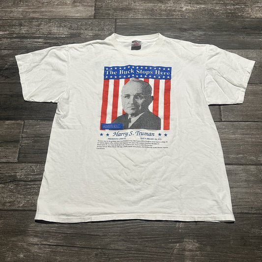 VTG 90s UNITED STATES PRESIDENT HARRY TRUMAN WHITE T-SHIRT TEE SZ XL Oneita Clothing Fashion Vintage Streetwear Fashion Item