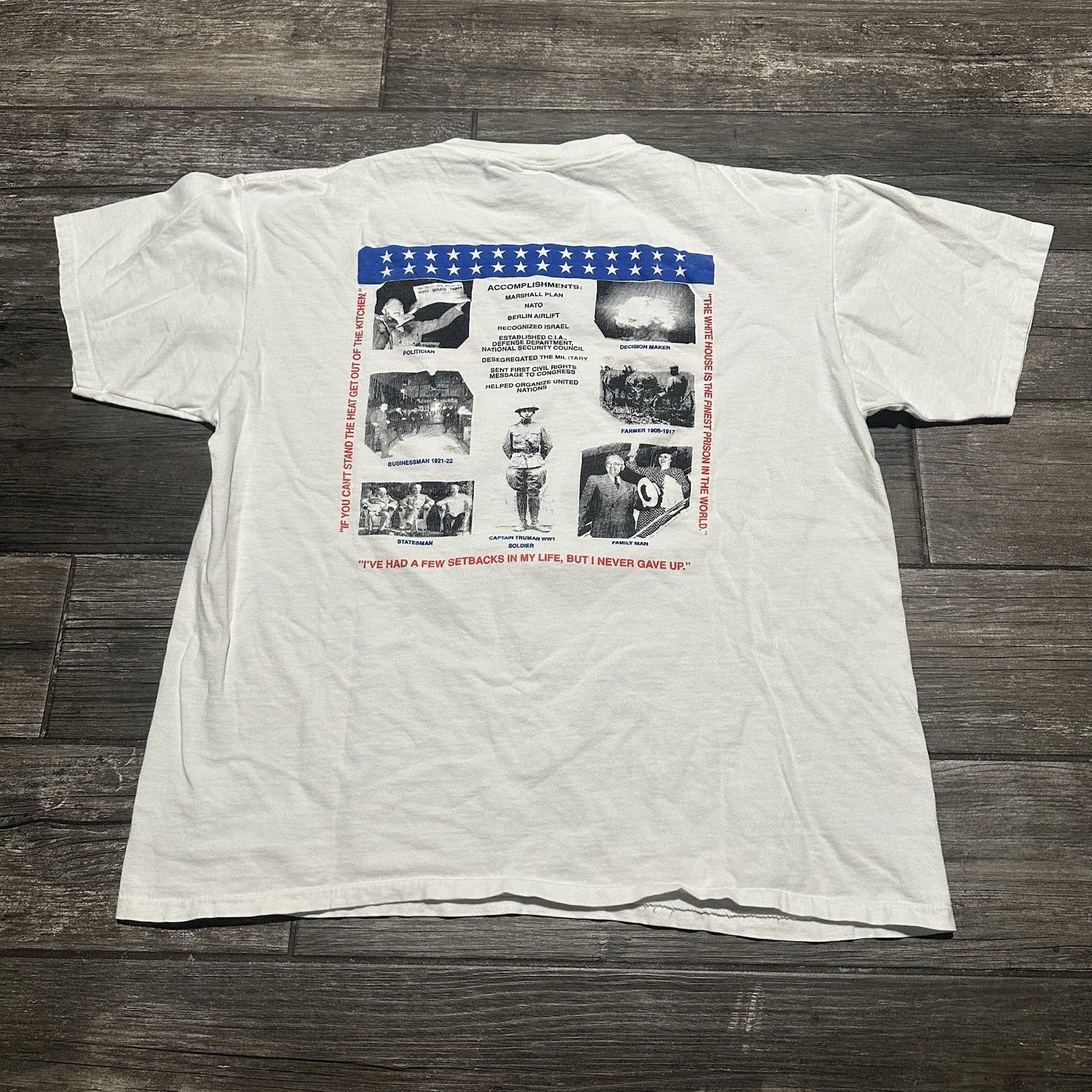 VTG 90s UNITED STATES PRESIDENT HARRY TRUMAN WHITE T-SHIRT TEE SZ XL Oneita Clothing Fashion Vintage Streetwear Fashion Item