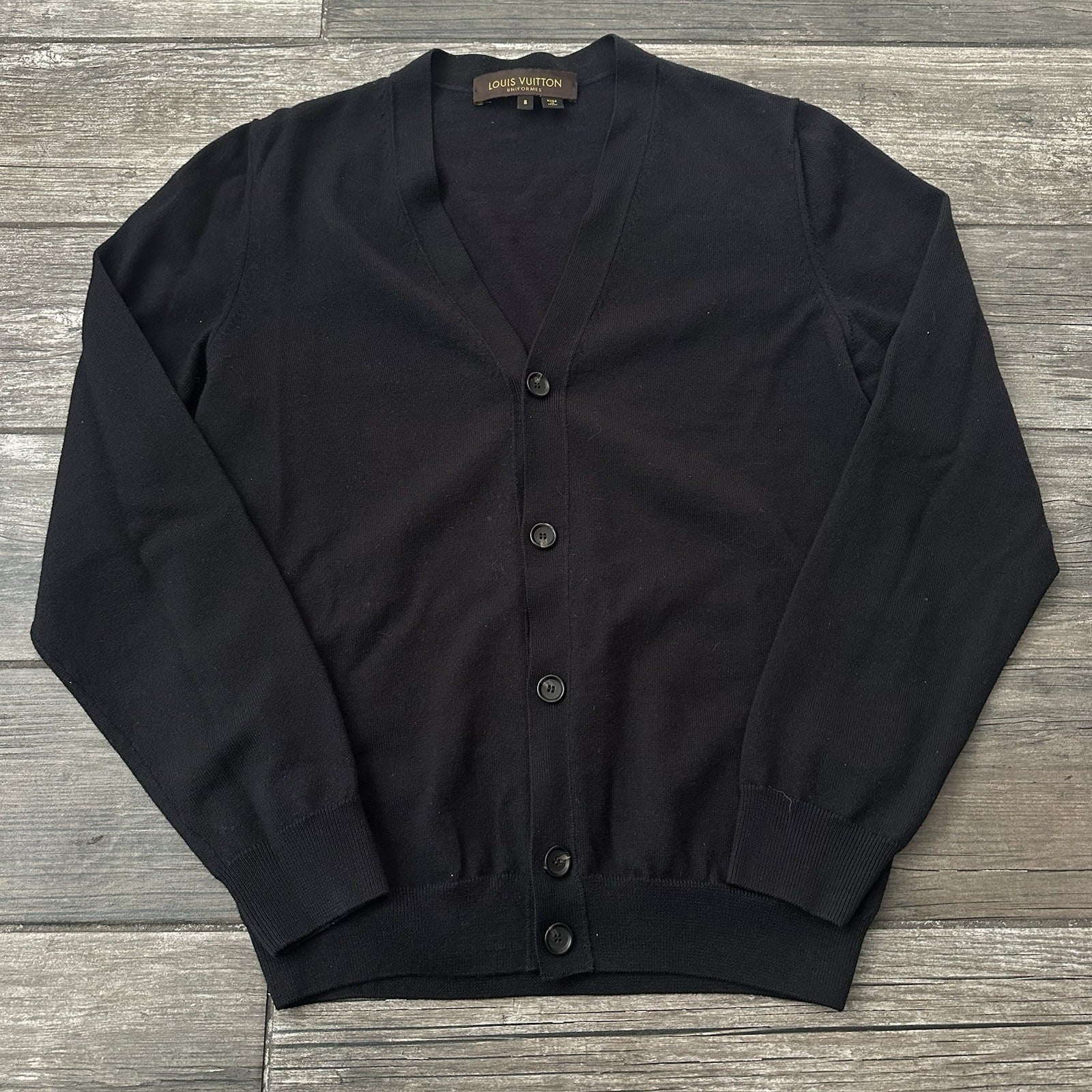 AUTHENTIC LOUIS VUITTON UNIFORMS BLACK CARDIGAN SWEATER BUTTON UP SZ S Yesterday's Fits Clothing Fashion Vintage Streetwear Fashion Item