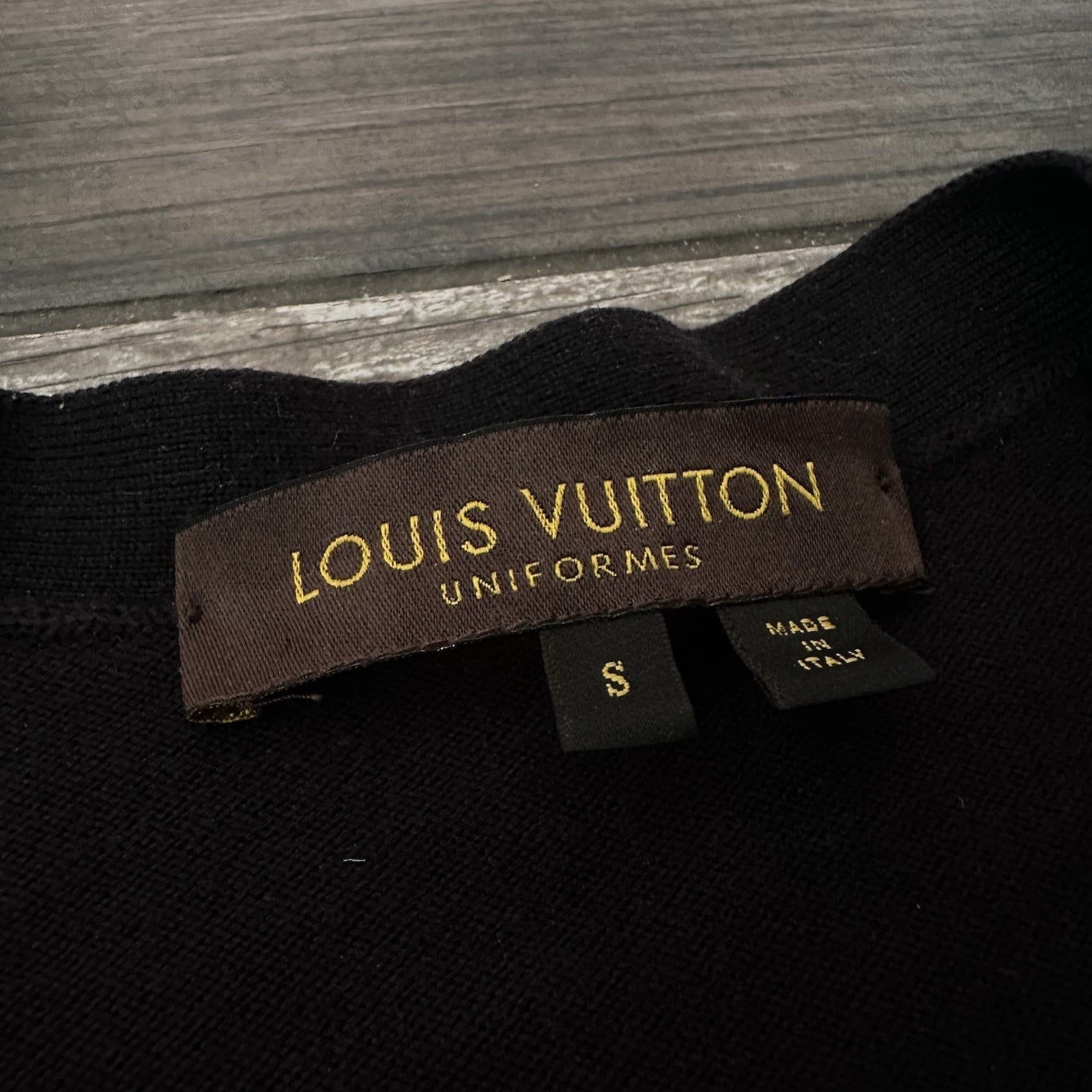 AUTHENTIC LOUIS VUITTON UNIFORMS BLACK CARDIGAN SWEATER BUTTON UP SZ S Yesterday's Fits Clothing Fashion Vintage Streetwear Fashion Item