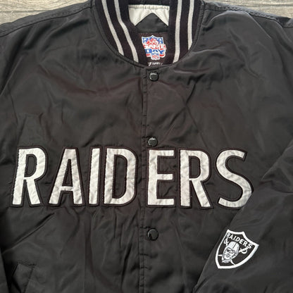 VTG LOS ANGELES RAIDERS BLACK SATIN FOOTBALL NFL GAME DAY JACKET SZ L TURBO ZONE Yesterday's Fits Clothing Fashion Vintage Streetwear Fashion Item