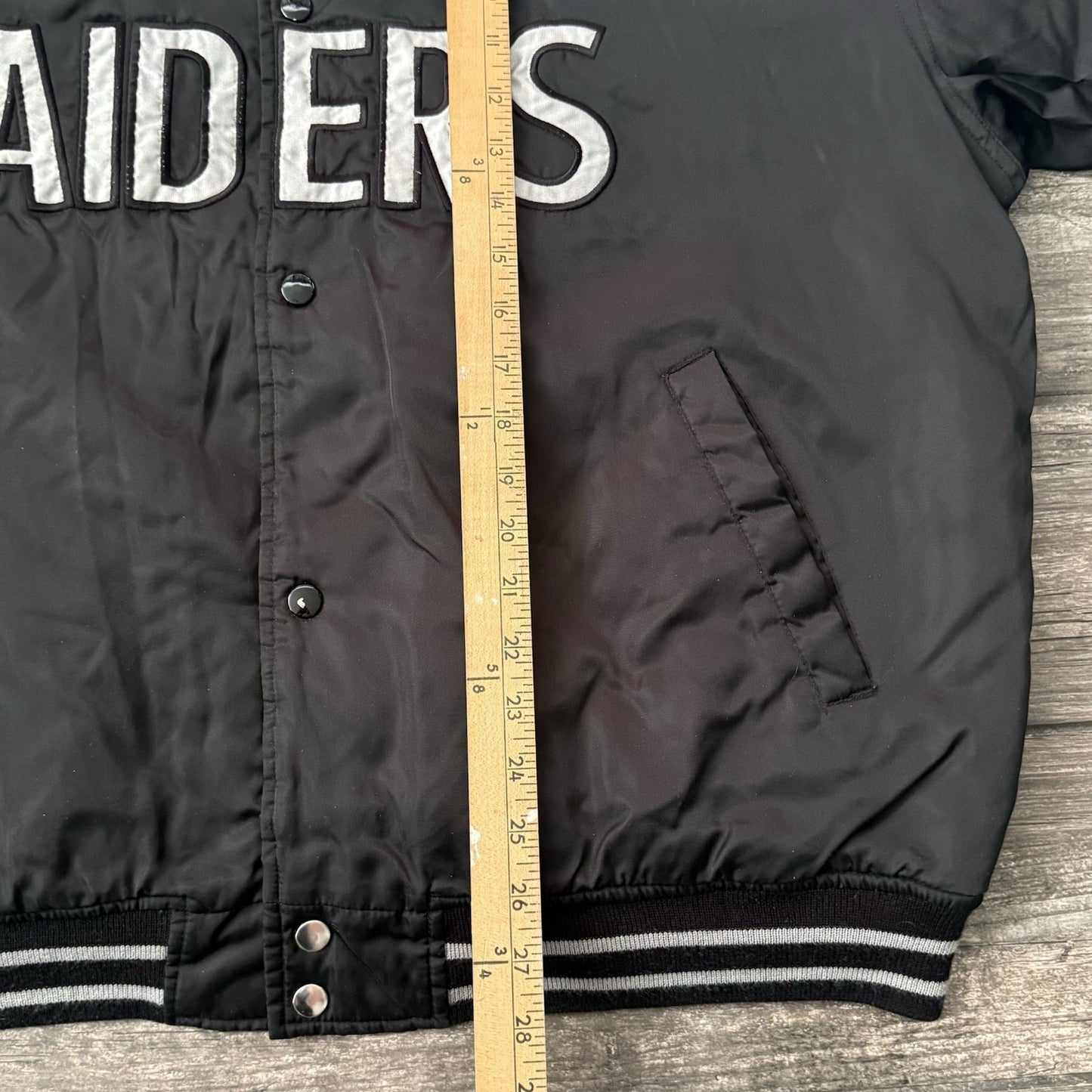VTG LOS ANGELES RAIDERS BLACK SATIN FOOTBALL NFL GAME DAY JACKET SZ L TURBO ZONE Yesterday's Fits Clothing Fashion Vintage Streetwear Fashion Item