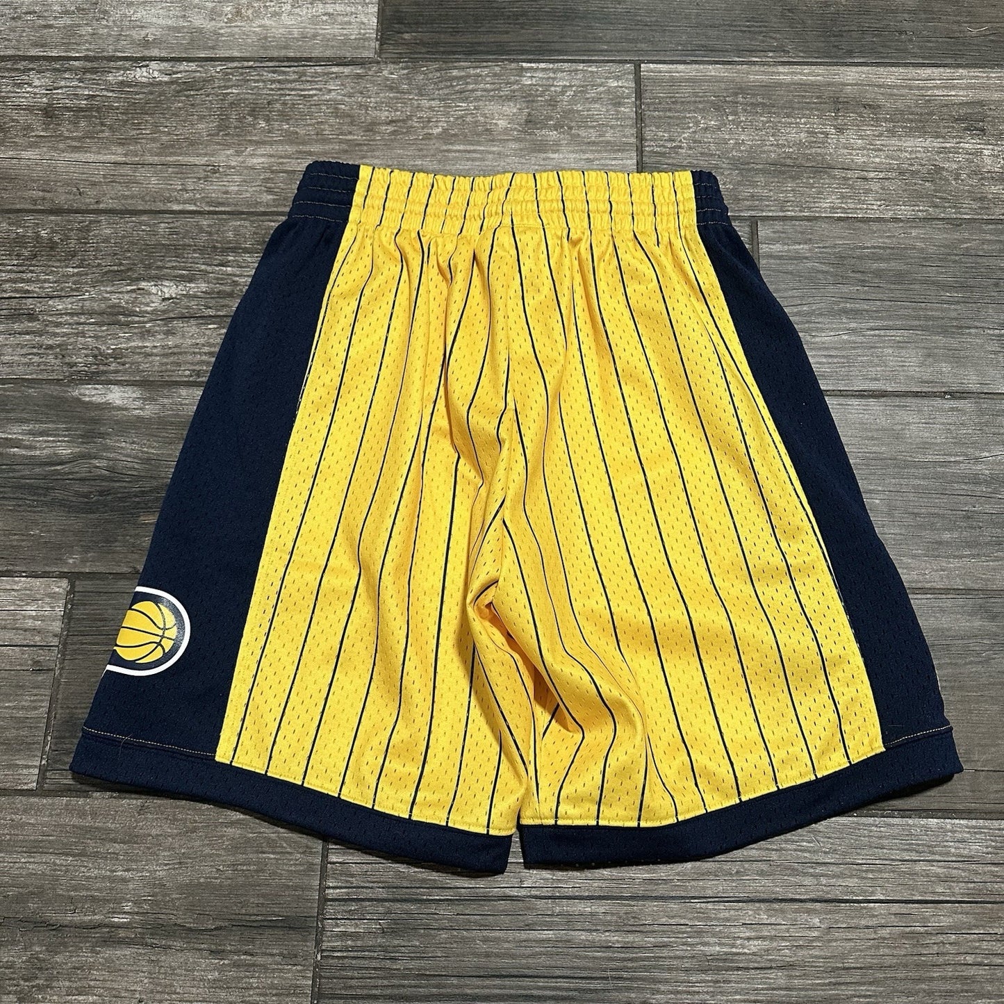 NWT MITCHELL & NESS INDIANA PACERS SWINGMAN BASKETBALL SHORTS YELLOW BLUE SZ S Yesterday's Fits Clothing Fashion Vintage Streetwear Fashion Item