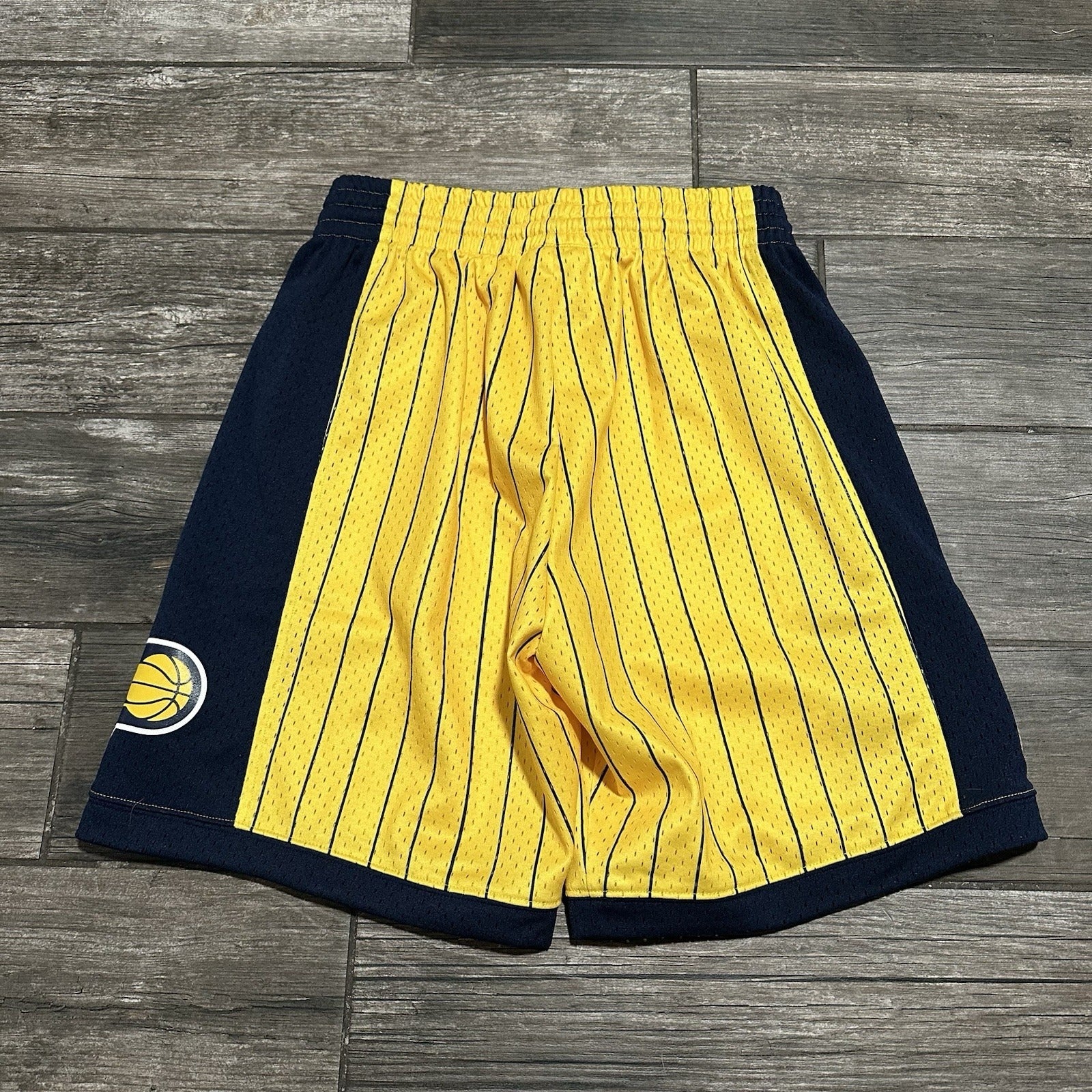 NWT MITCHELL & NESS INDIANA PACERS SWINGMAN BASKETBALL SHORTS YELLOW BLUE SZ S Yesterday's Fits Clothing Fashion Vintage Streetwear Fashion Item