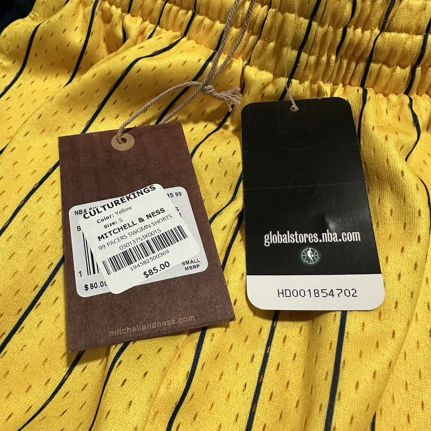 NWT MITCHELL & NESS INDIANA PACERS SWINGMAN BASKETBALL SHORTS YELLOW BLUE SZ S Yesterday's Fits Clothing Fashion Vintage Streetwear Fashion Item