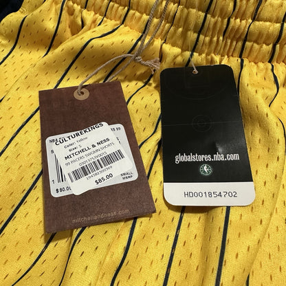 NWT MITCHELL & NESS INDIANA PACERS SWINGMAN BASKETBALL SHORTS YELLOW BLUE SZ S Yesterday's Fits Clothing Fashion Vintage Streetwear Fashion Item