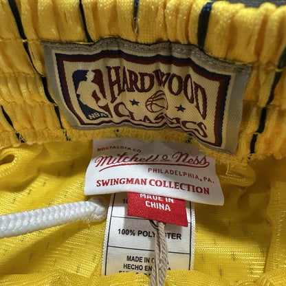 NWT MITCHELL & NESS INDIANA PACERS SWINGMAN BASKETBALL SHORTS YELLOW BLUE SZ S Yesterday's Fits Clothing Fashion Vintage Streetwear Fashion Item