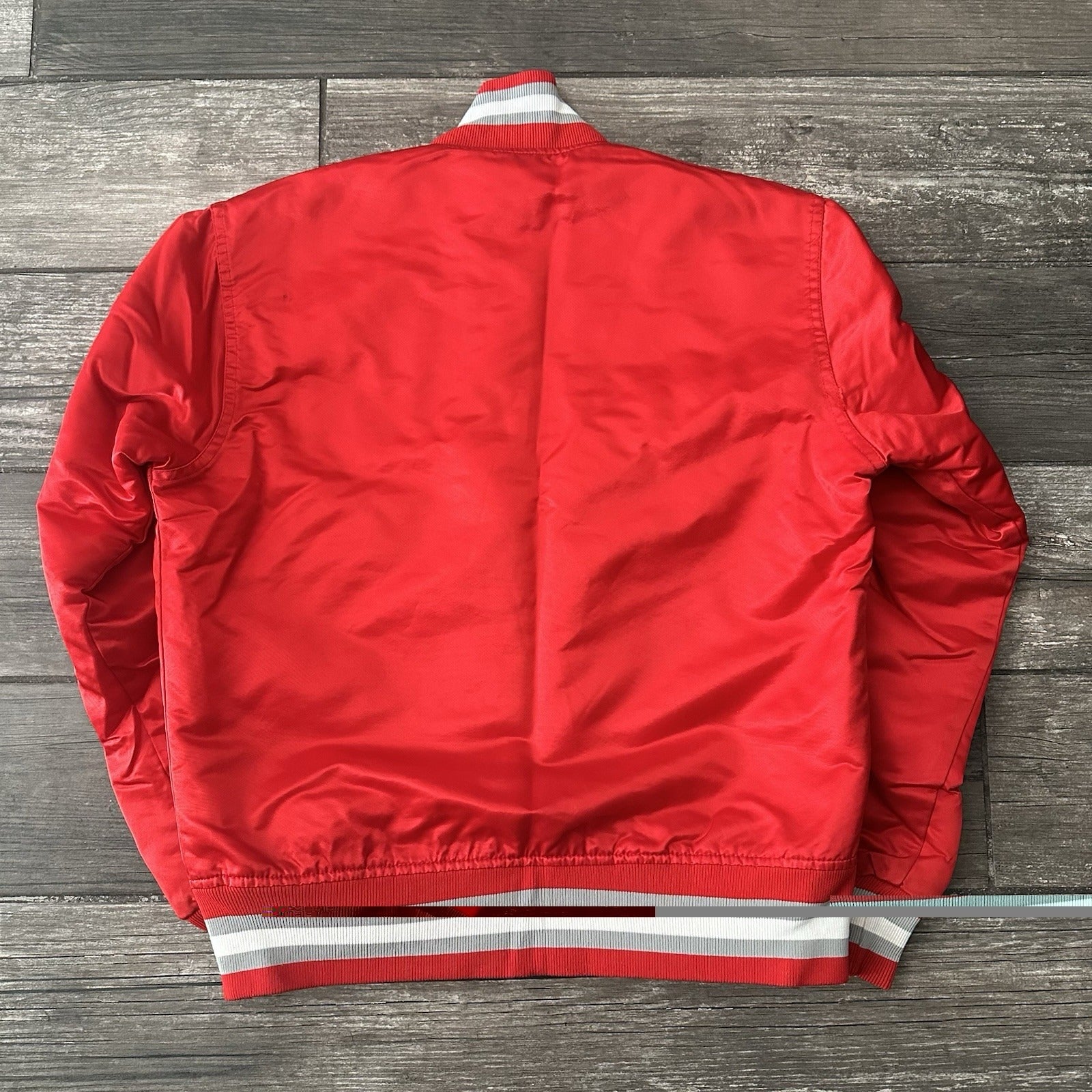 VTG STARTER UNLV RUNNIN REBELS SATIN BOMBER JACKER RED SILVER BUTTON UP SZ S Yesterday's Fits Clothing Fashion Vintage Streetwear Fashion Item