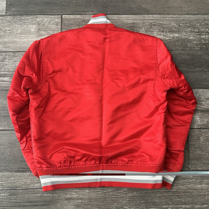 VTG STARTER UNLV RUNNIN REBELS SATIN BOMBER JACKER RED SILVER BUTTON UP SZ S Yesterday's Fits Clothing Fashion Vintage Streetwear Fashion Item