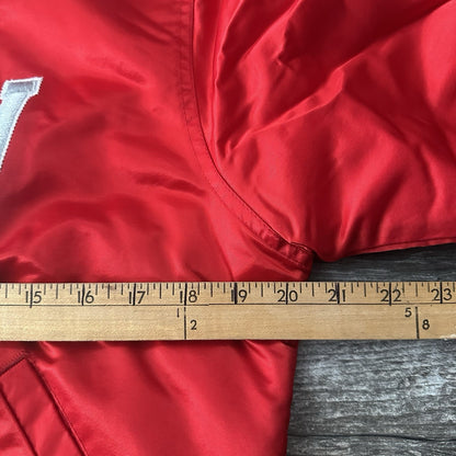 VTG STARTER UNLV RUNNIN REBELS SATIN BOMBER JACKER RED SILVER BUTTON UP SZ S Yesterday's Fits Clothing Fashion Vintage Streetwear Fashion Item