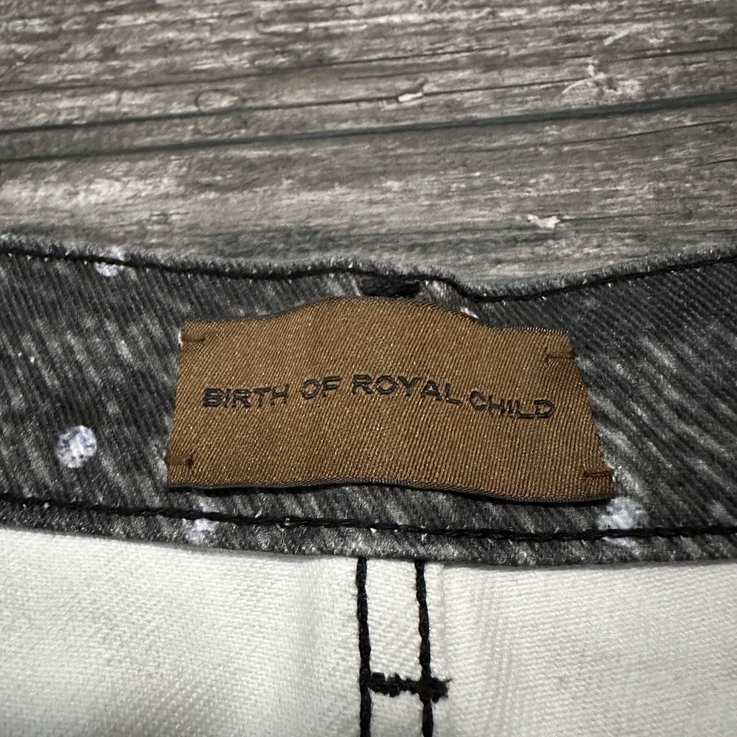 BIRTH OF ROYAL CHILD RHINESTONE FADED BLACK AOP JEANS PANTS CUSTOM BAGGY 42X32 Yesterday's Fits Clothing Fashion Vintage Streetwear Fashion Item