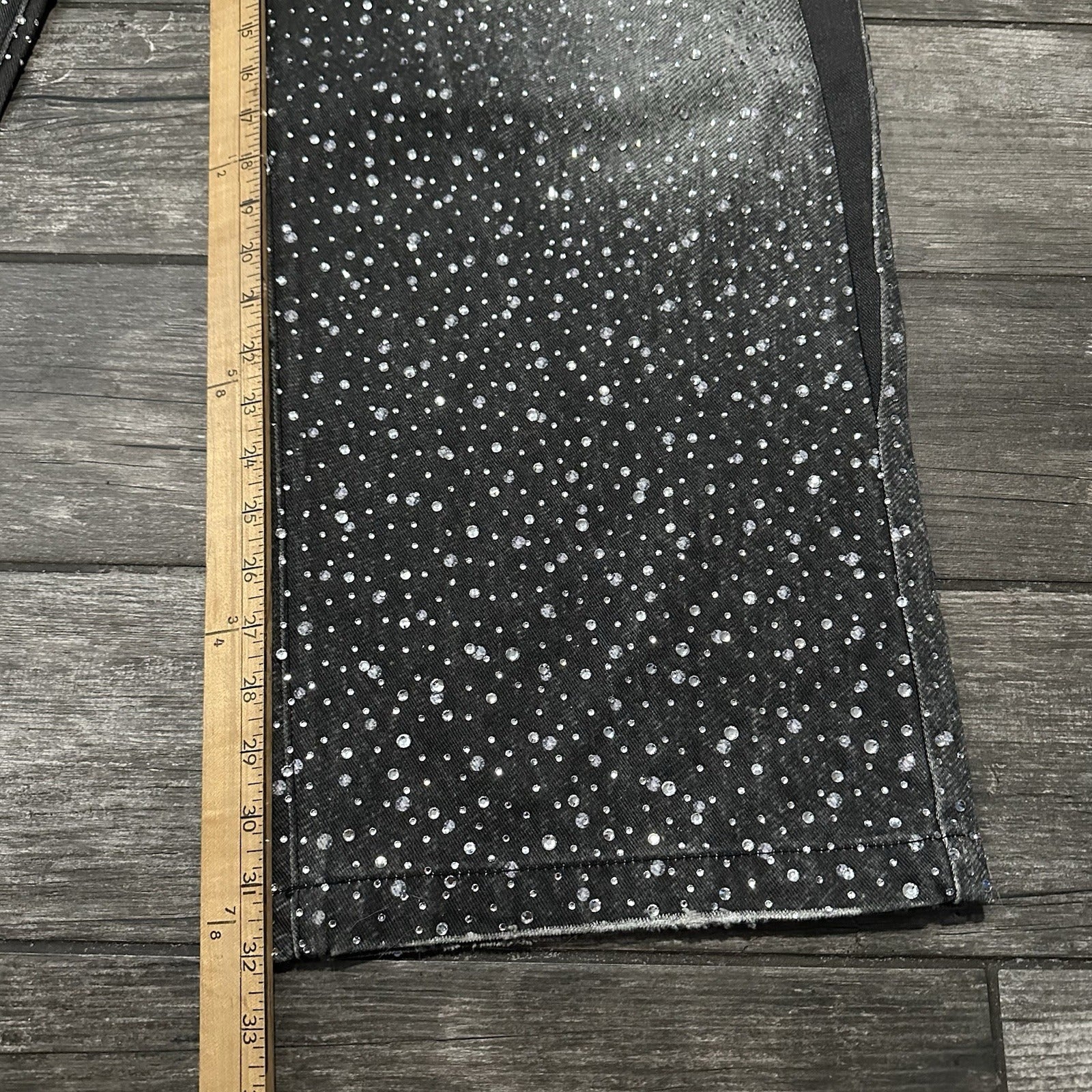 BIRTH OF ROYAL CHILD RHINESTONE FADED BLACK AOP JEANS PANTS CUSTOM BAGGY 42X32 Yesterday's Fits Clothing Fashion Vintage Streetwear Fashion Item