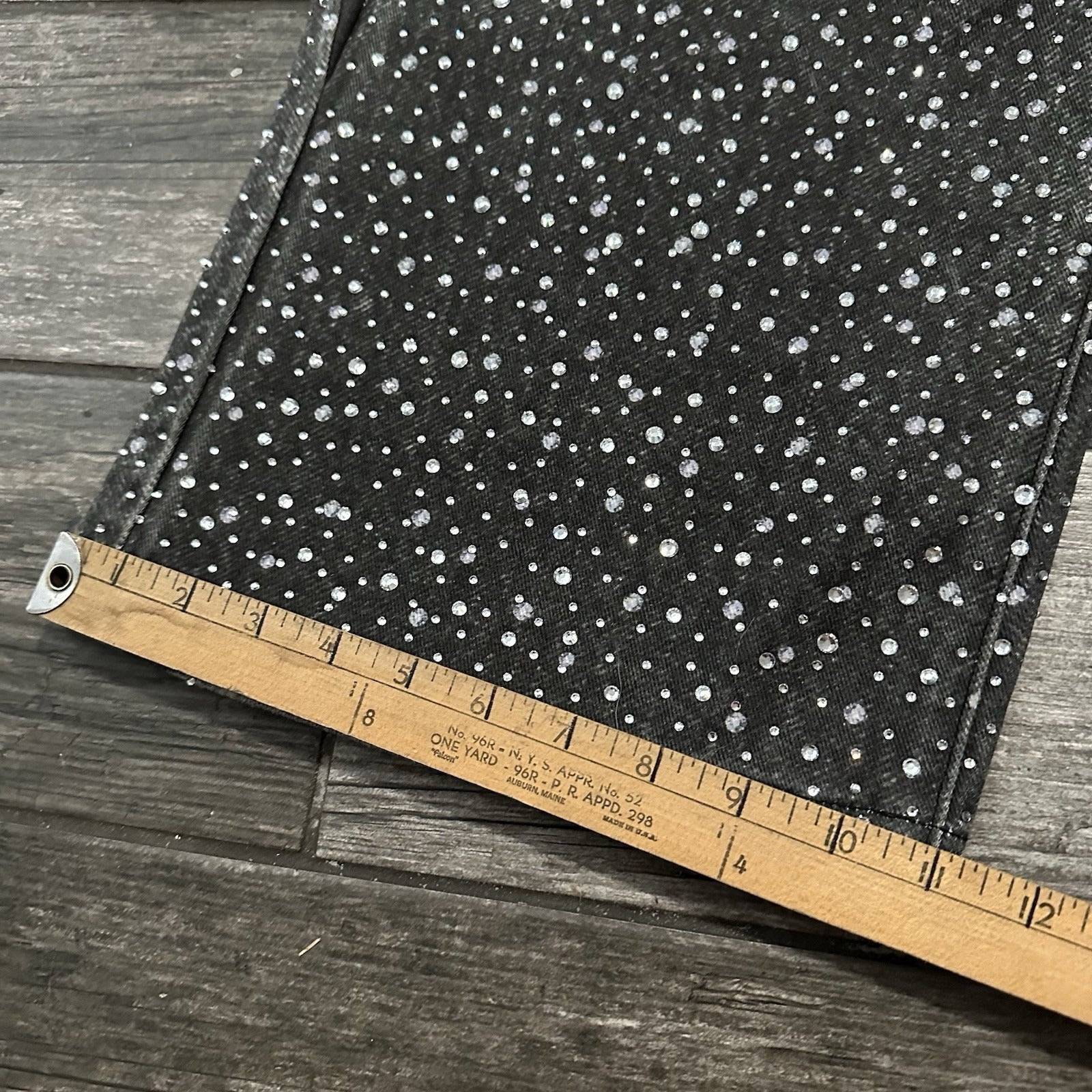 BIRTH OF ROYAL CHILD RHINESTONE FADED BLACK AOP JEANS PANTS CUSTOM BAGGY 42X32 Yesterday's Fits Clothing Fashion Vintage Streetwear Fashion Item