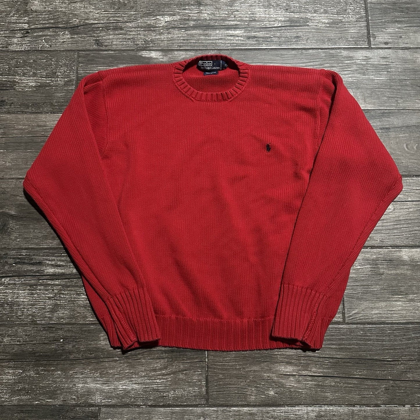 VTG POLO RALPH LAUREN KNIT PULLOVER HEAVYWEIGHT SWEATER RED XL Yesterday's Fits Clothing Fashion Vintage Streetwear Fashion Item