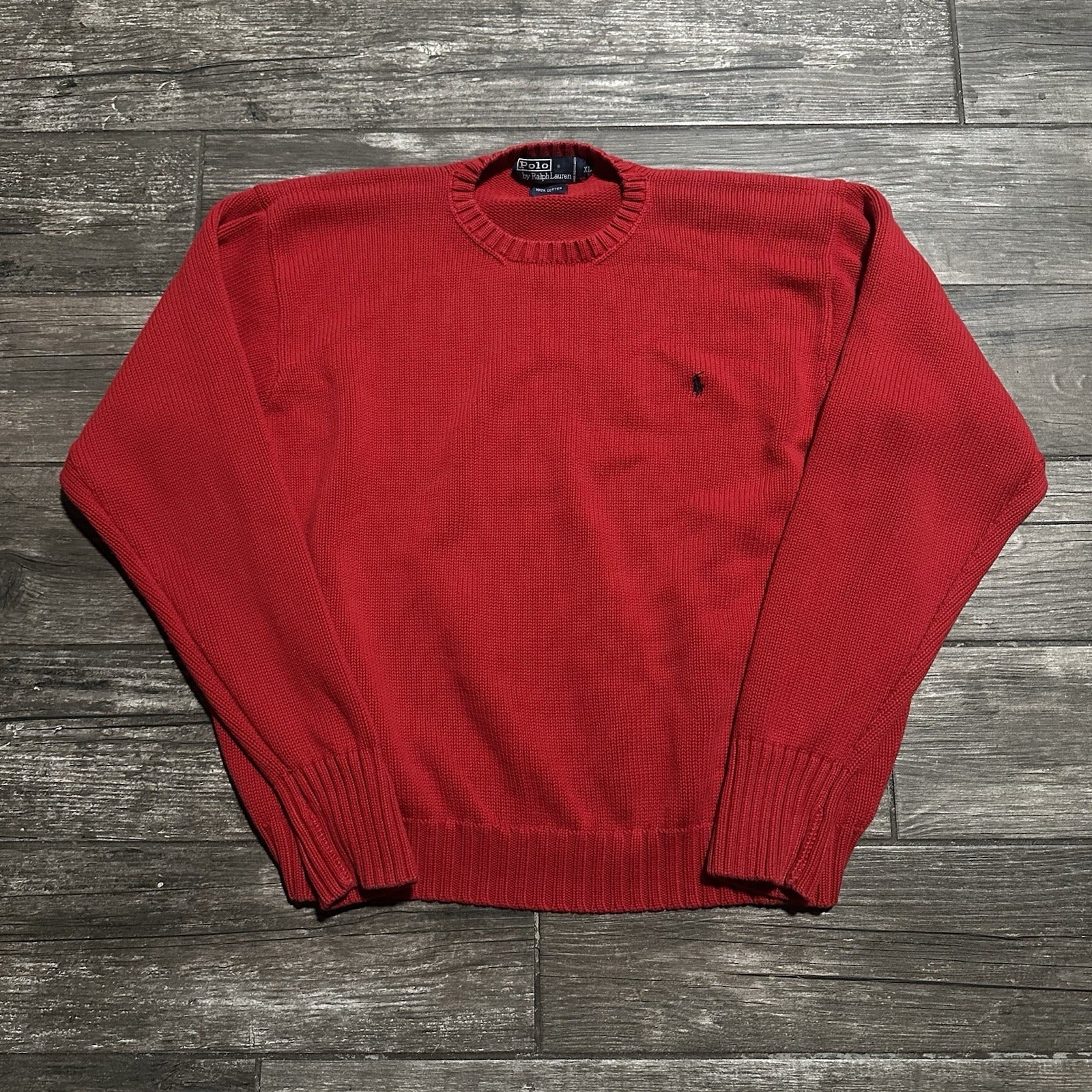 VTG POLO RALPH LAUREN KNIT PULLOVER HEAVYWEIGHT SWEATER RED XL Yesterday's Fits Clothing Fashion Vintage Streetwear Fashion Item