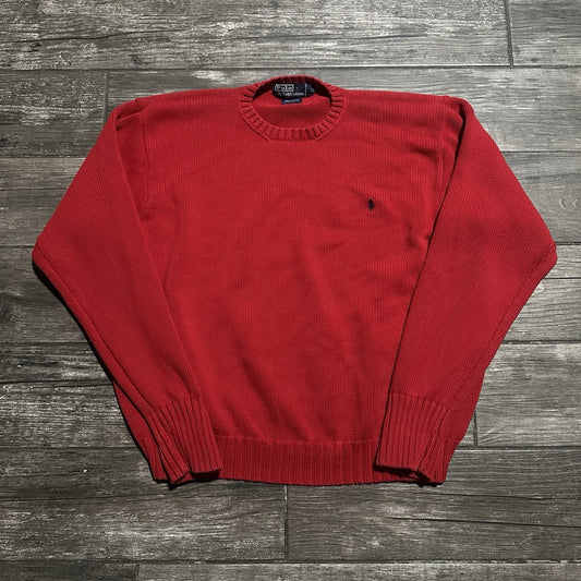 VTG POLO RALPH LAUREN KNIT PULLOVER HEAVYWEIGHT SWEATER RED XL Yesterday's Fits Clothing Fashion Vintage Streetwear Fashion Item