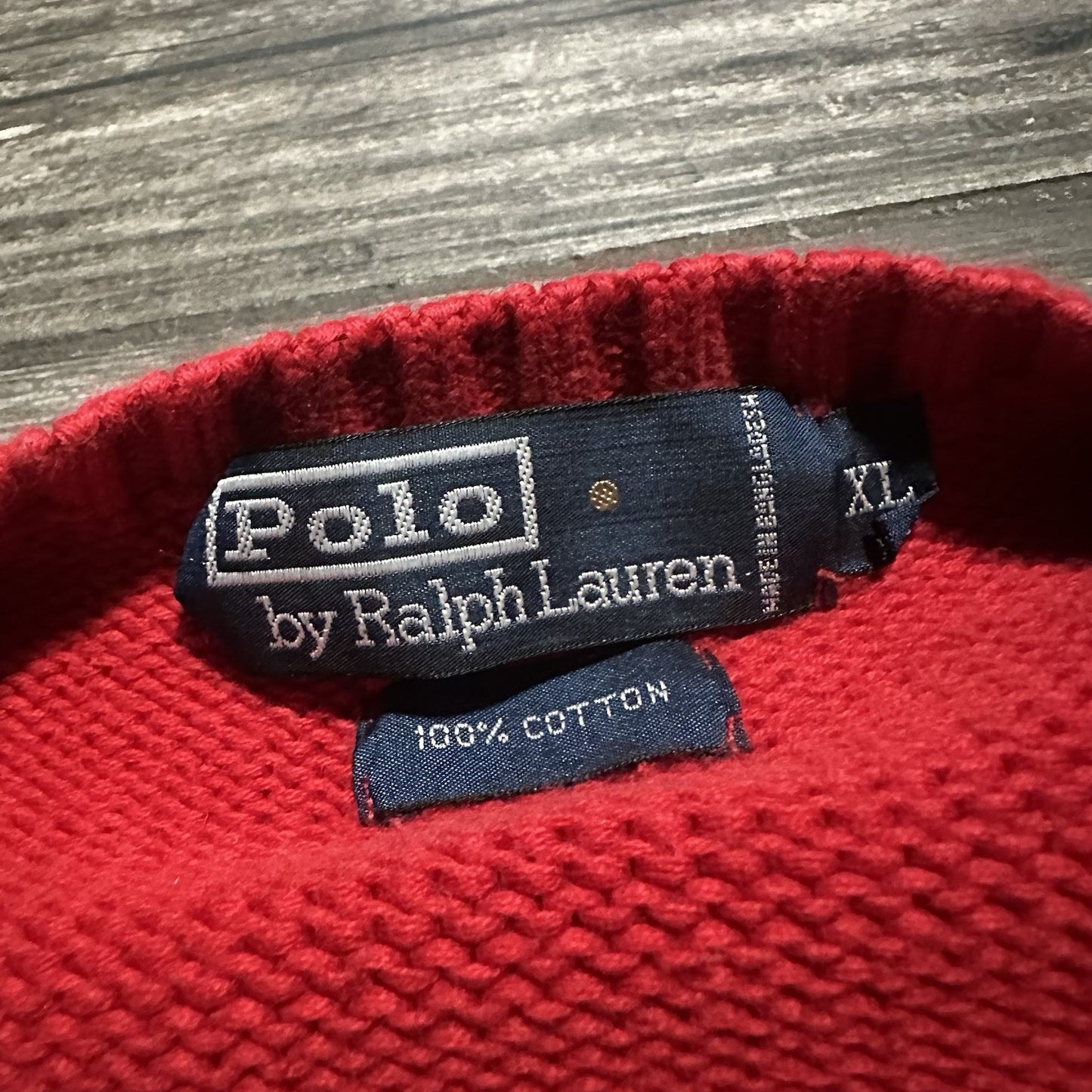 VTG POLO RALPH LAUREN KNIT PULLOVER HEAVYWEIGHT SWEATER RED XL Yesterday's Fits Clothing Fashion Vintage Streetwear Fashion Item