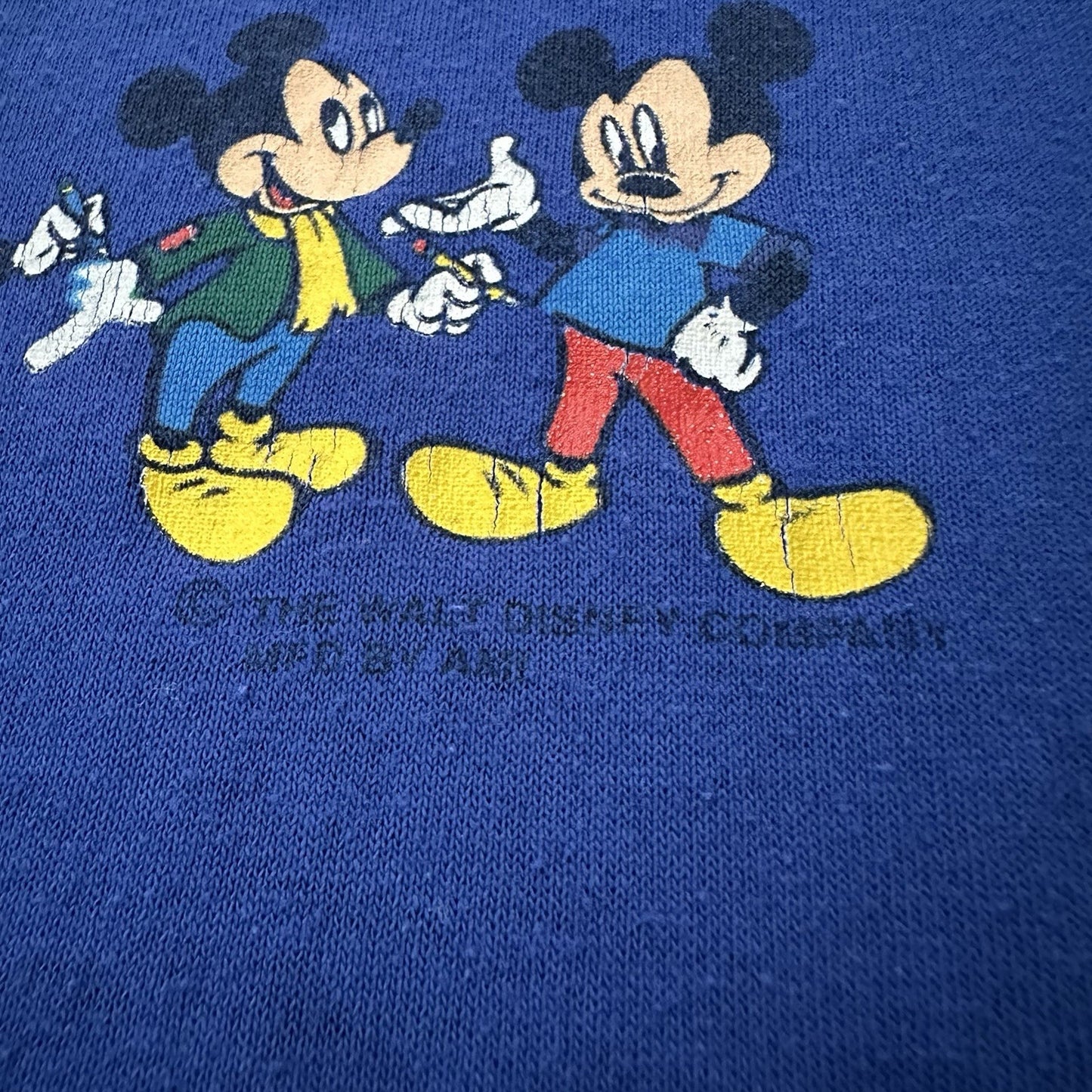 VTG DISNEY MICKEY MOUSE THROUGH THE YEARS BLUE TIMELINE T-SHIRT YOUTH S 6-7 Yesterday's Fits Clothing Fashion Vintage Streetwear Fashion Item
