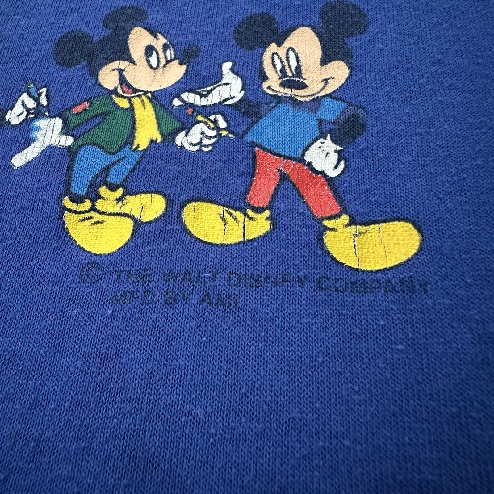 VTG DISNEY MICKEY MOUSE THROUGH THE YEARS BLUE TIMELINE T-SHIRT YOUTH S 6-7 Yesterday's Fits Clothing Fashion Vintage Streetwear Fashion Item