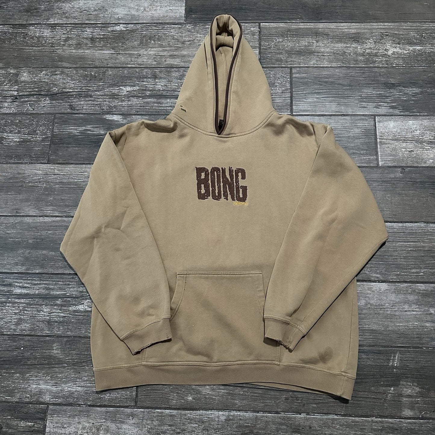 Y2K BILLABONG 'BONG' TAN KHAKI PULLOVER HEAVYWEIGHT SURF HOODIE SWEATSHIRT XL Yesterday's Fits Clothing Fashion Vintage Streetwear Fashion Item