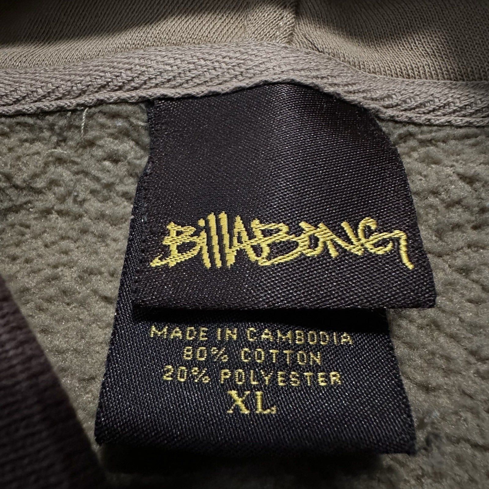 Y2K BILLABONG 'BONG' TAN KHAKI PULLOVER HEAVYWEIGHT SURF HOODIE SWEATSHIRT XL Yesterday's Fits Clothing Fashion Vintage Streetwear Fashion Item