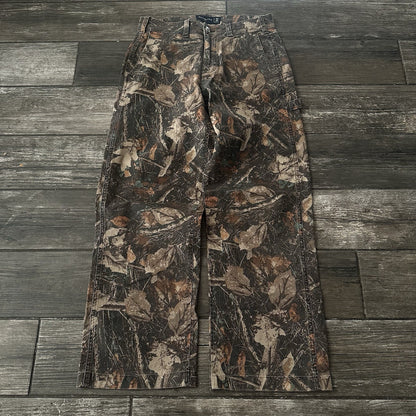 ABERCROMBIE & FITCH BAGGY CANVAS LEAF CAMO WIDE LEG PANTS SZ 29X30 BROWN Yesterday's Fits Clothing Fashion Vintage Streetwear Fashion Item