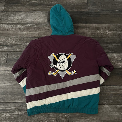 VTG APEX ONE ANAHEIM MIGHTY DUCKS PUFFER HOCKEY JACKET COAT SZ M Yesterday's Fits Clothing Fashion Vintage Streetwear Fashion Item