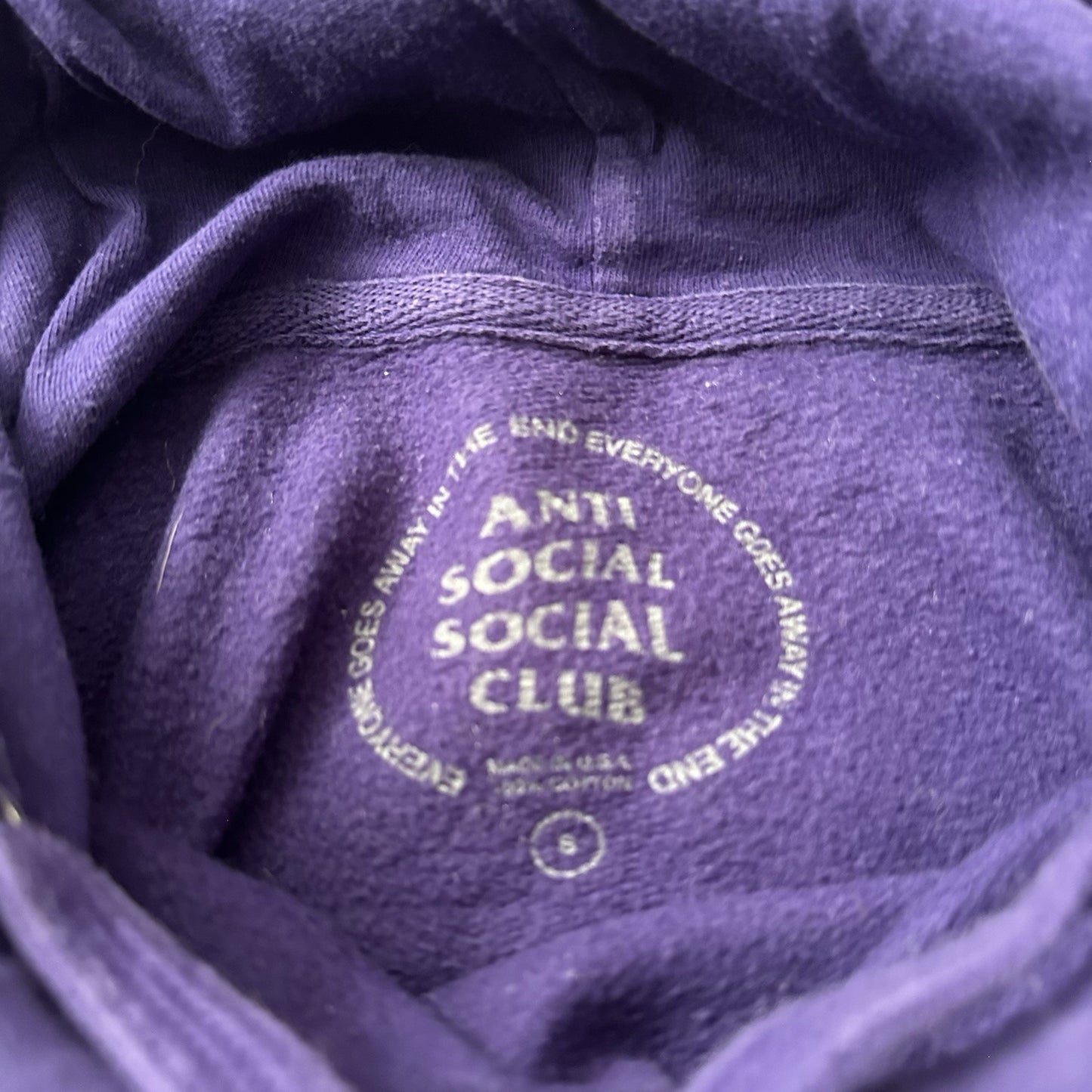 ASSC ANTI SOCIAL SOCIAL CLUB PURPLE PULLOVER HOODIE SWEATSHIRT S EARTH PLANET Yesterday's Fits Clothing Fashion Vintage Streetwear Fashion Item